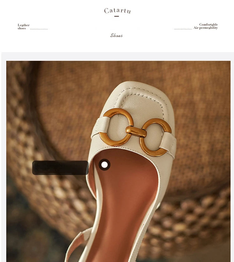 Retro Women Sandals Fashion Low-heeled Shoes Slingback Suede Office Ladies Shoes High Quality Elegant Slip on Woman Flat Sandals