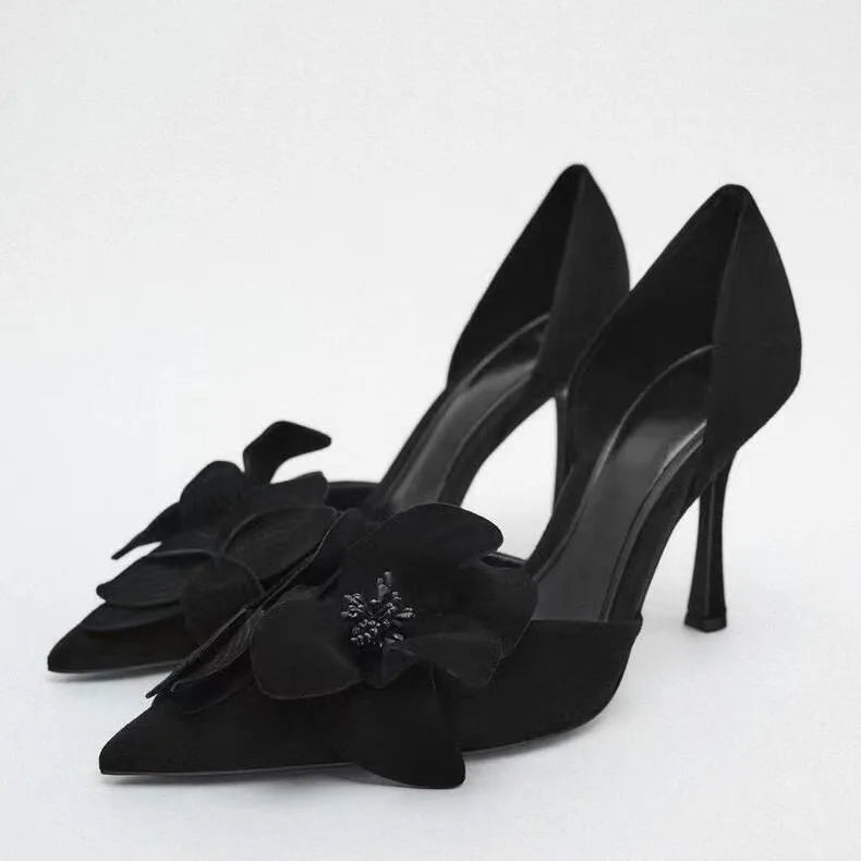Ladies Solid Red Flowers Lace Up Unique Sexy Sandals Cross Tied Stiletto Heel Party 2023 New Arrival Summer Woman Shoes