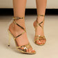Women's Shoes 2025 New Buckle Strap Women's Sandals Fashion Narrow Band Office and Career Summer Plus Size Solid Heeled Sandals