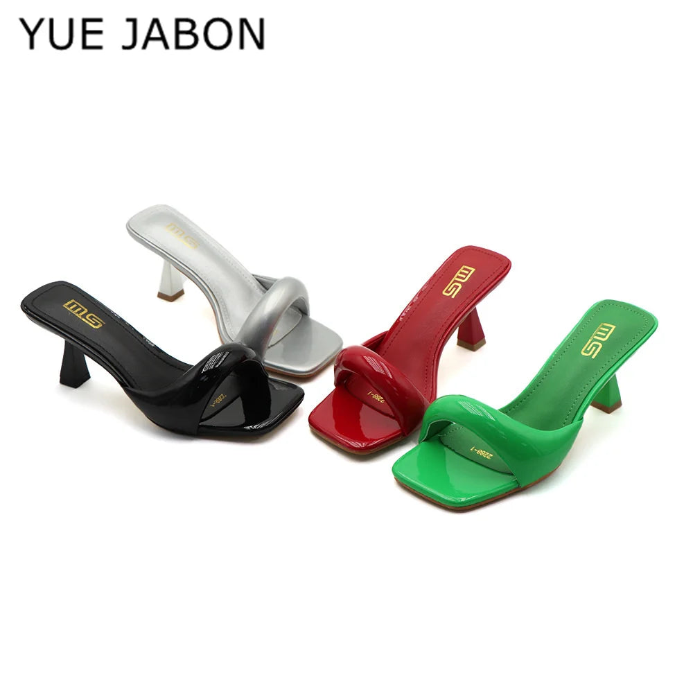 Black Red High Heel Sandals Women Open Toe Slingback Sandals Female Pumps Square Toe Summer Simple Designer Heeled Sandals