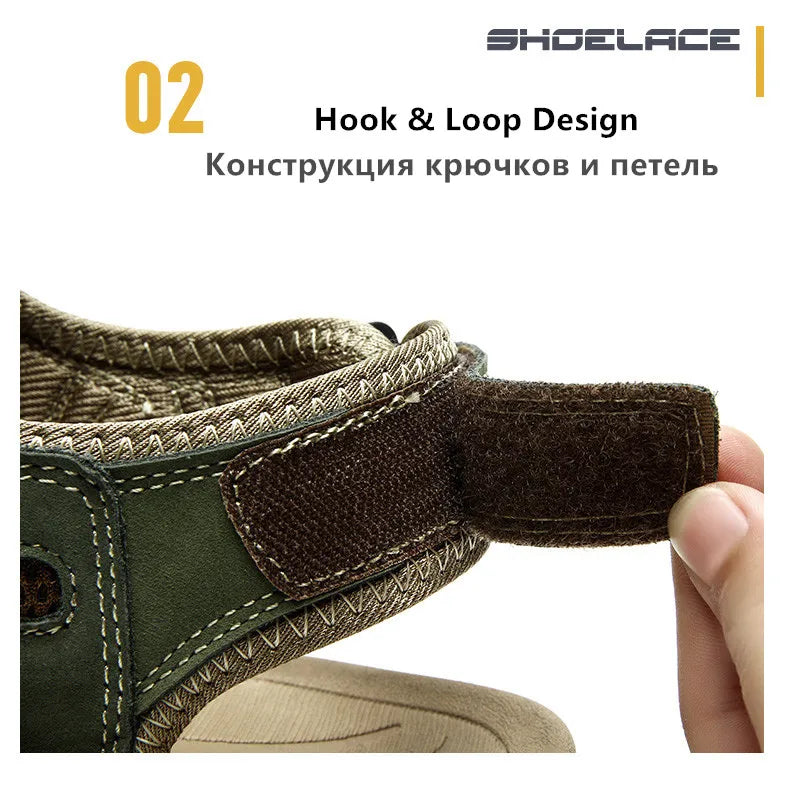 New Men's Sandals Soft Genuine Leather Sandals Shoes Men Large Size Outdoor Summer Shoes Comfort Beach Sandals Roman Men Shoes