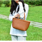 Handbags Women's Genuine Leather Shoulder Bag Weaving Casual Shopping Bag Vintage Big Tote Purse Cowhide Cross Hand Bags Lady
