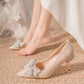 Pumps with Bow on Heeled Wedding Bride Shoe High Heels Shoes for Women Pointed Toe Woman PumpsLoafers Stilito Beau Today Lastest