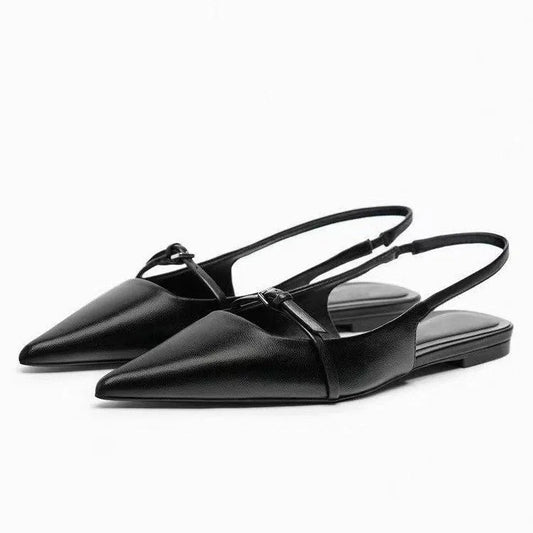 New Bling Women Sandal Fashion Pointed Toe Shallow Slip on Ladies Elegant Slingback Shoes Med Heel Flat Shoes Luxury Brand
