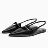 New Bling Women Sandal Fashion Pointed Toe Shallow Slip on Ladies Elegant Slingback Shoes Med Heel Flat Shoes Luxury Brand
