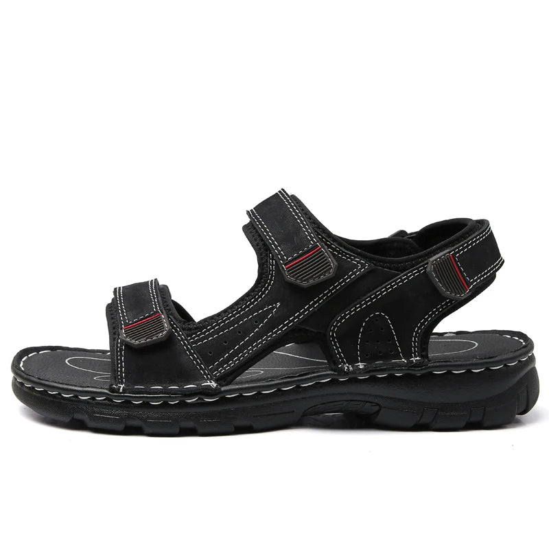 Outdoor Leather Men Sandals Summer Casual Shoes For Men Beach Sandals Soft Breathable Men Shoes Plus Size 38-48