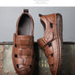 Leather Sandals Baotou 2025 Summer New Genuine Leather Breathable Hollow Porous Shoes Men's Tendon Soft Bottom Middle-Aged Dad S