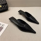Woman Slippers Pointed Toe Outside Job Sandals Slides Mules Low Heel White Shoes for Women with Comfortable Luxury Korea Style