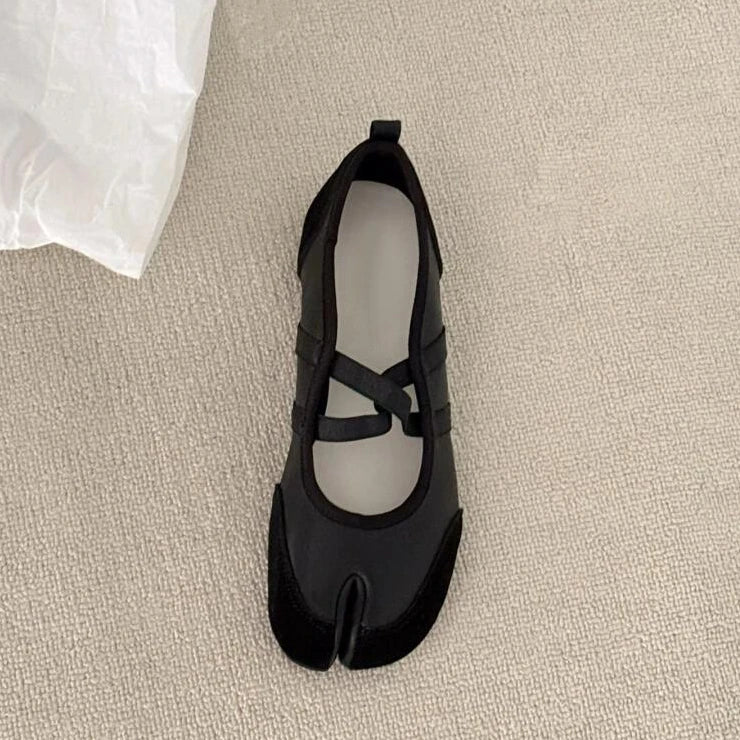 Black Silver Red Ballet Flats Trainers Women Split Toe Ballerina Tabi Walking Sneakers Woman Mary Jane Shoes Footwear Summer