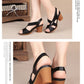 Women Summer Sandals Platform Round Mid Heel Back Strap Peep Toe Pu Leather Beach Casual Fashion Shoes Ladies Female 2023