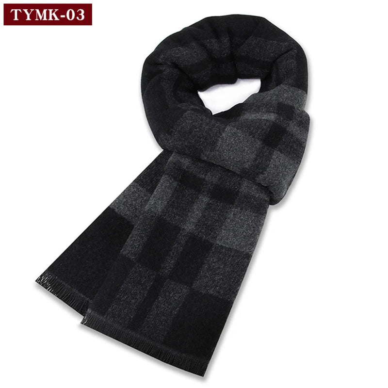 Luxury Wool Scarf for Men | Winter Warm Cashmere Silk Plaid Pashmina Shawl | EnigmaParis
