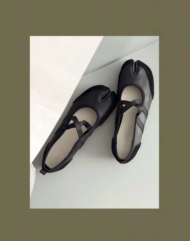 Black Silver Red Ballet Flats Trainers Women Split Toe Ballerina Tabi Walking Sneakers Woman Mary Jane Shoes Footwear Summer