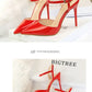 86-1 Style Simple Slim Ultra High Heel Shallow Painted Leather Sexy Nightclub Slimming One-word Strap Women Cool Shoes