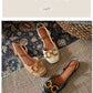 Retro Women Sandals Fashion Low-heeled Shoes Slingback Suede Office Ladies Shoes High Quality Elegant Slip on Woman Flat Sandals