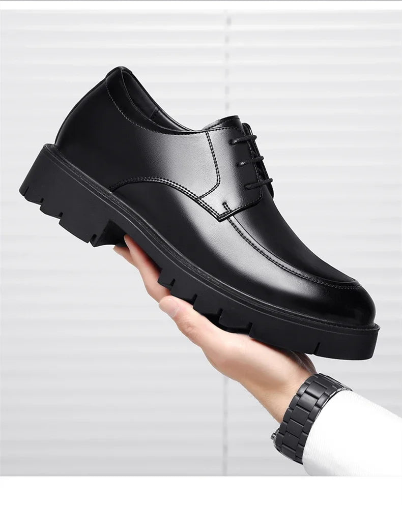 8-10cm Height Increasing Shoes for Men Summer Autumn Inside High Shoes Men's Hollow Business Dress Men's Elevator Leather Shoes
