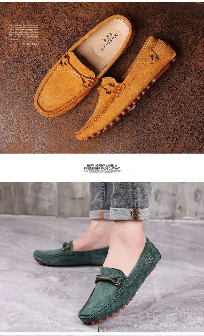 Men Suede Leather Loafers Shoes | Slip on Non-slip Driving Loafers for Men
