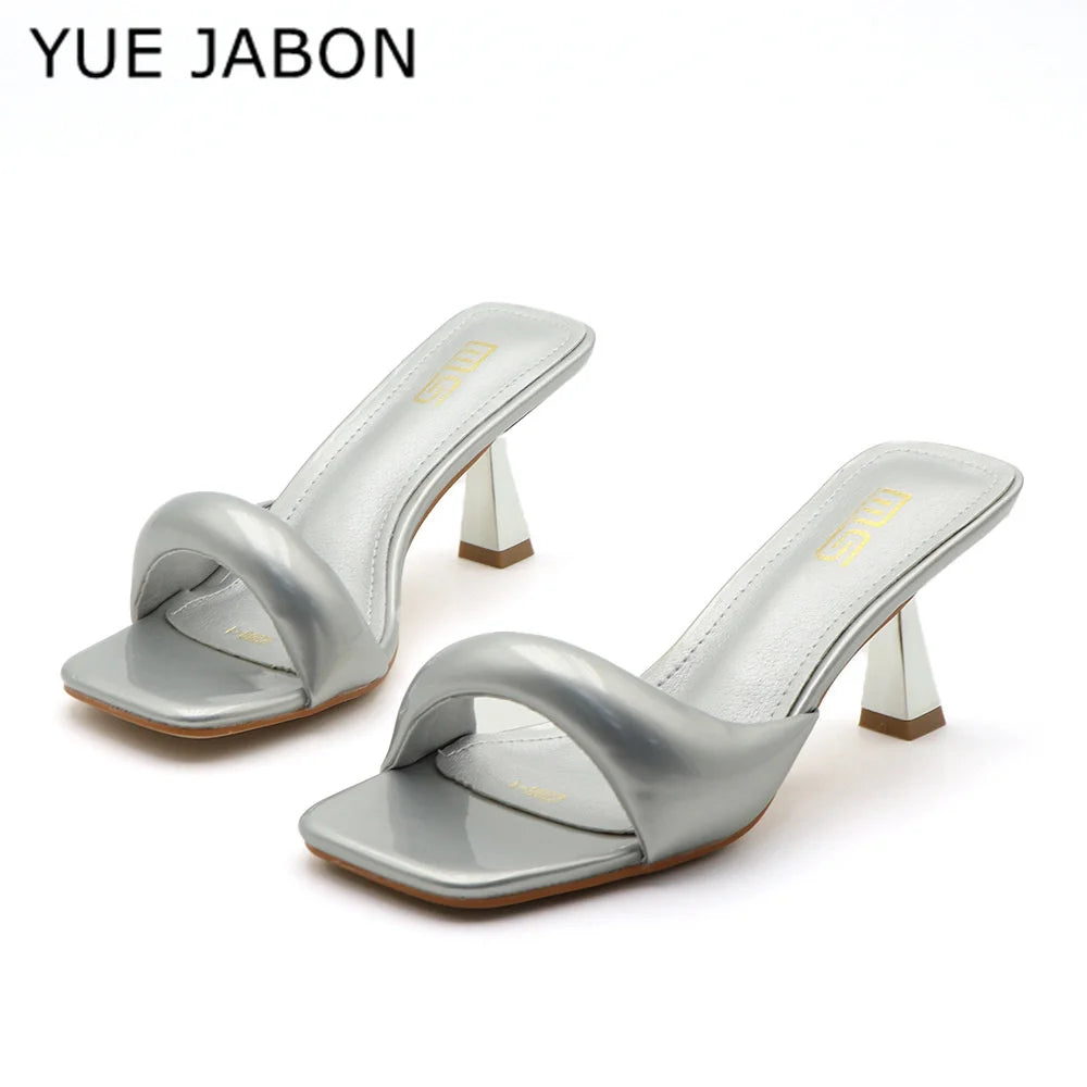 Black Red High Heel Sandals Women Open Toe Slingback Sandals Female Pumps Square Toe Summer Simple Designer Heeled Sandals