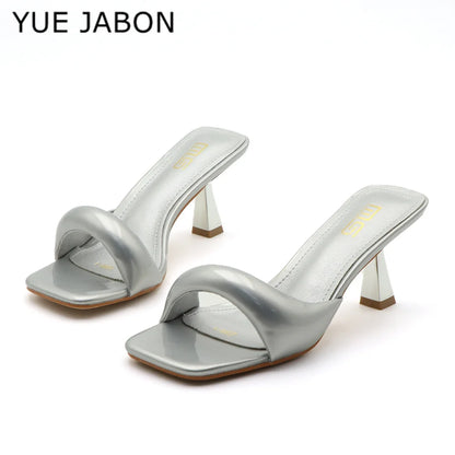 Black Red High Heel Sandals Women Open Toe Slingback Sandals Female Pumps Square Toe Summer Simple Designer Heeled Sandals