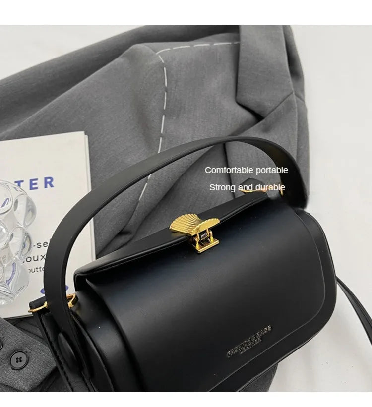 Classic Black Shoulder Bag Women's Versatile Retro Crossbody Square Bags 2024 New Large Capacity Textured Leather Flap Handbags