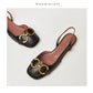 Retro Women Sandals Fashion Low-heeled Shoes Slingback Suede Office Ladies Shoes High Quality Elegant Slip on Woman Flat Sandals