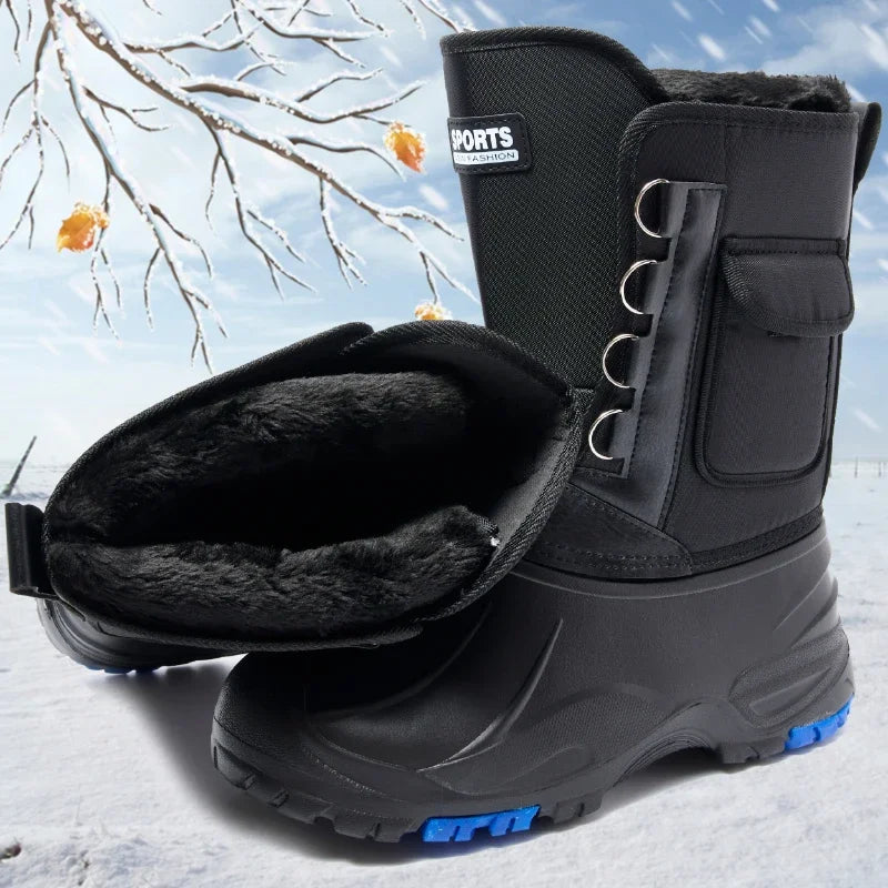 Winter Men's Outdoor Boots Warm Waterproof Snow Boots for Men Fishing Men's Non-slip Hiking Boots Male Sneakers Work
