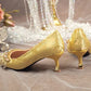 Pointed Toe with Crystals Rhinestone Wedding Bride Shoe Formal Woman Pumps Shoes for Women Diamond Medium Heels Casual Vacation