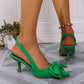 Summer Bow Wrapped Stiletto Sandals Women's Fashion Pointed Toe Shallow Mouth Slip Foot Anti-Slip Wear-Resistant High Heels