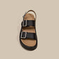 Low Sandals Woman Leather Low-heeled Rome Fabric Slides Rubber Hoof Heels Low Sandals Woman Leather Low-heeled Fabric Rubber Sli