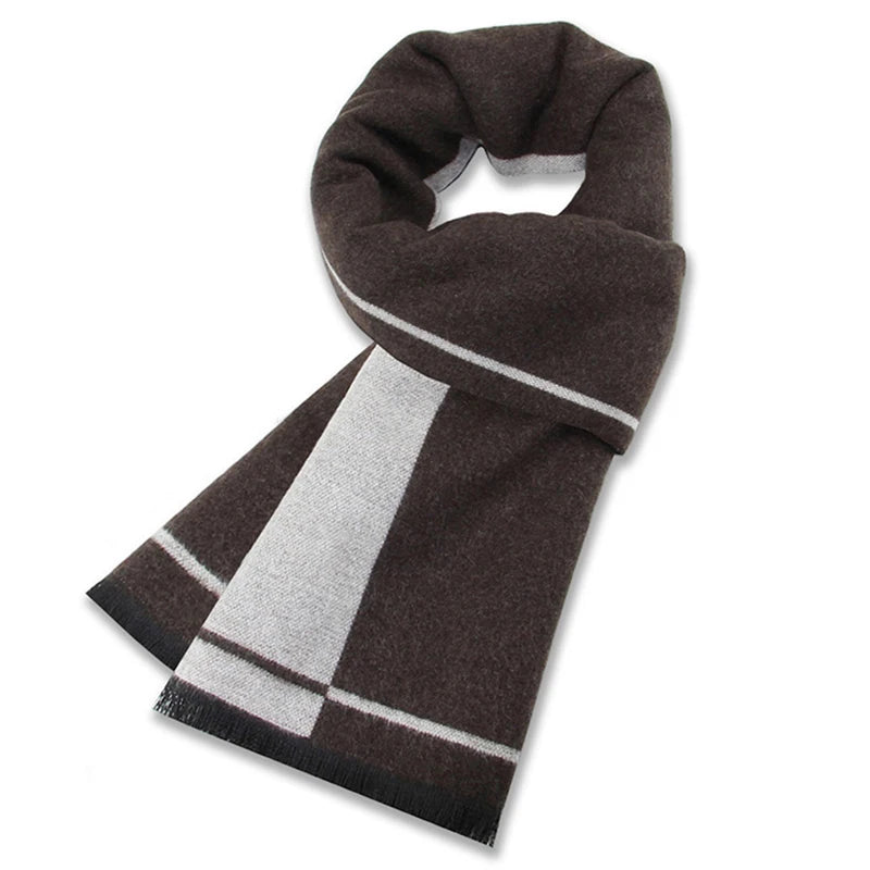 Luxury Wool Scarf for Men | Winter Warm Cashmere Silk Plaid Pashmina Shawl | EnigmaParis