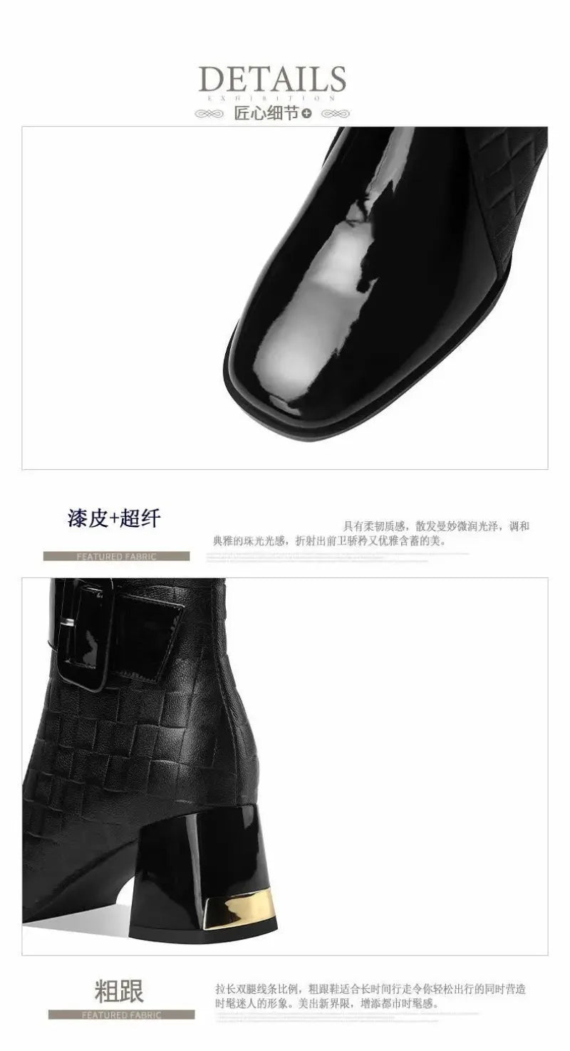 2024 High Quality Ladies Shoes Side Zipper Women's Boots Fashion Color Matching Modern Boots Women New Belt Buckle Ankle Boots