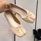 Spring Women Flat Split Toe Shoes with Bow Soft Leather Bow Tie Front Shallow Slip On  Girls Tabi Shoes Flats Ballet Shoes