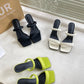 Open Toe High Heeled Sandals Women's 2023 Summer New Square Head Thick Heel Mid-heel Slippers