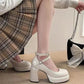 New Women Pumps Shoes Fashion Cross Strap Ladies Shallow Dress Mary Jane Shoes Female Elegant High Heel Footwear Platform Heels