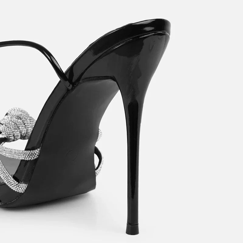 Liyke 2025 New Arrival Silver Crystal Narrow Band Women's Sandals Summer Party Wedding Prom Shoes Platform Open Toe High Heels