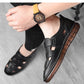Leather Sandals Baotou 2025 Summer New Genuine Leather Breathable Hollow Porous Shoes Men's Tendon Soft Bottom Middle-Aged Dad S