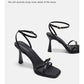 2025 designer women's new fashion letter high heels black super high heels stilettos lace-up sandals for women