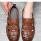 Leather Sandals Baotou 2025 Summer New Genuine Leather Breathable Hollow Porous Shoes Men's Tendon Soft Bottom Middle-Aged Dad S