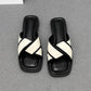 Women's Slippers and Ladies Sandals Open Toe Low Heel Outside on Beach House Black Indoor Home Slides Shoes Off White Word Flat