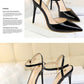 86-1 Style Simple Slim Ultra High Heel Shallow Painted Leather Sexy Nightclub Slimming One-word Strap Women Cool Shoes