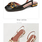 Retro Women Sandals Fashion Low-heeled Shoes Slingback Suede Office Ladies Shoes High Quality Elegant Slip on Woman Flat Sandals