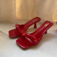 Black Red High Heel Sandals Women Open Toe Slingback Sandals Female Pumps Square Toe Summer Simple Designer Heeled Sandals