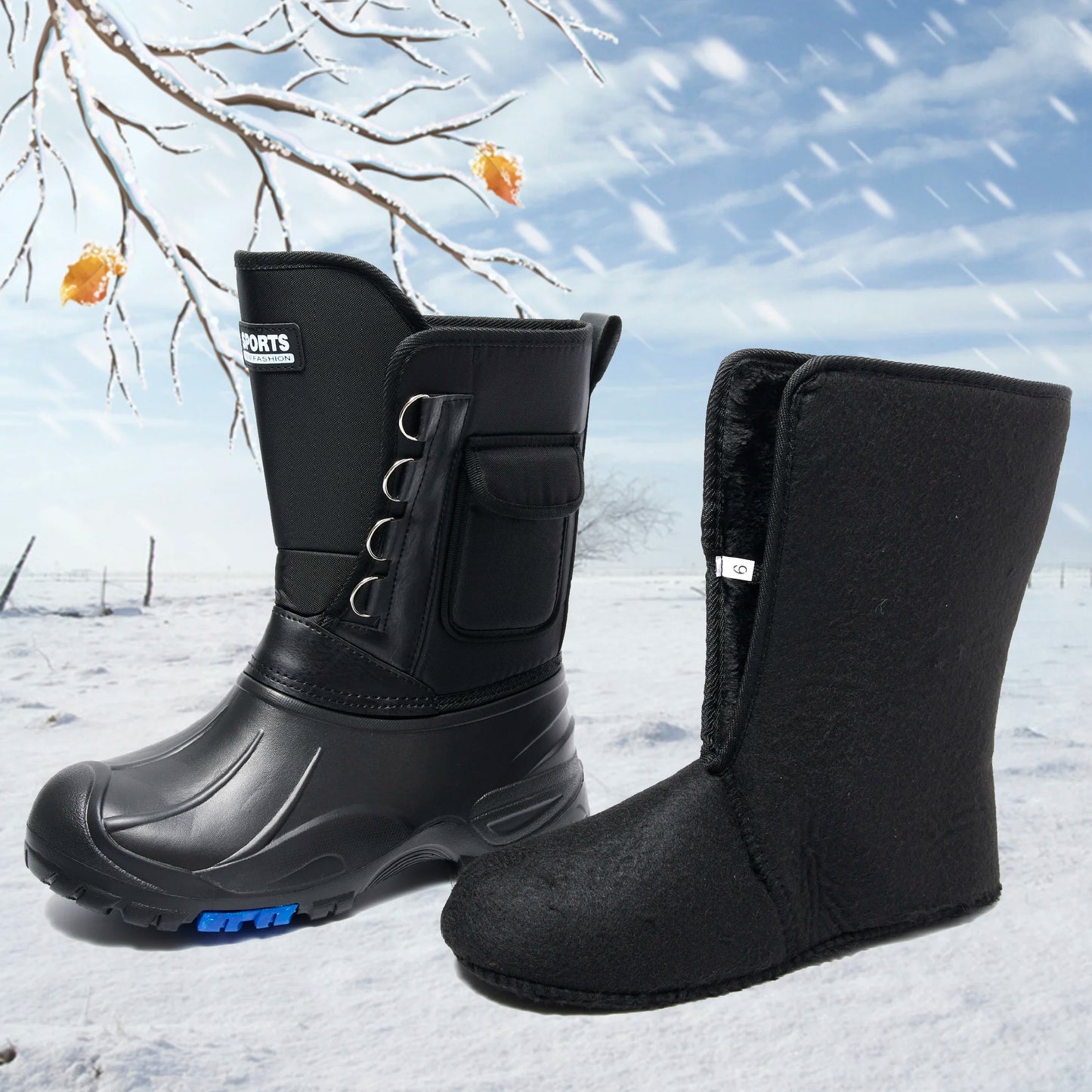 Winter Men's Outdoor Boots Warm Waterproof Snow Boots for Men Fishing Men's Non-slip Hiking Boots Male Sneakers Work