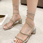 Xibeilove 2024 Summer Luxury Women Sandals Crystal Square Head Gold Rhinestone Snake Pattern High Heels Wedding Party Shoes