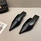 Woman Slippers Pointed Toe Outside Job Sandals Slides Mules Low Heel White Shoes for Women with Comfortable Luxury Korea Style