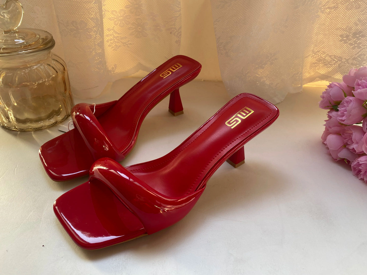 Black Red High Heel Sandals Women Open Toe Slingback Sandals Female Pumps Square Toe Summer Simple Designer Heeled Sandals