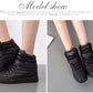 Designer Woman Breathable High Top Black White Boots Women Casual Sport Shoes Platform Hidden Increasing Sneakers Leather Shoe