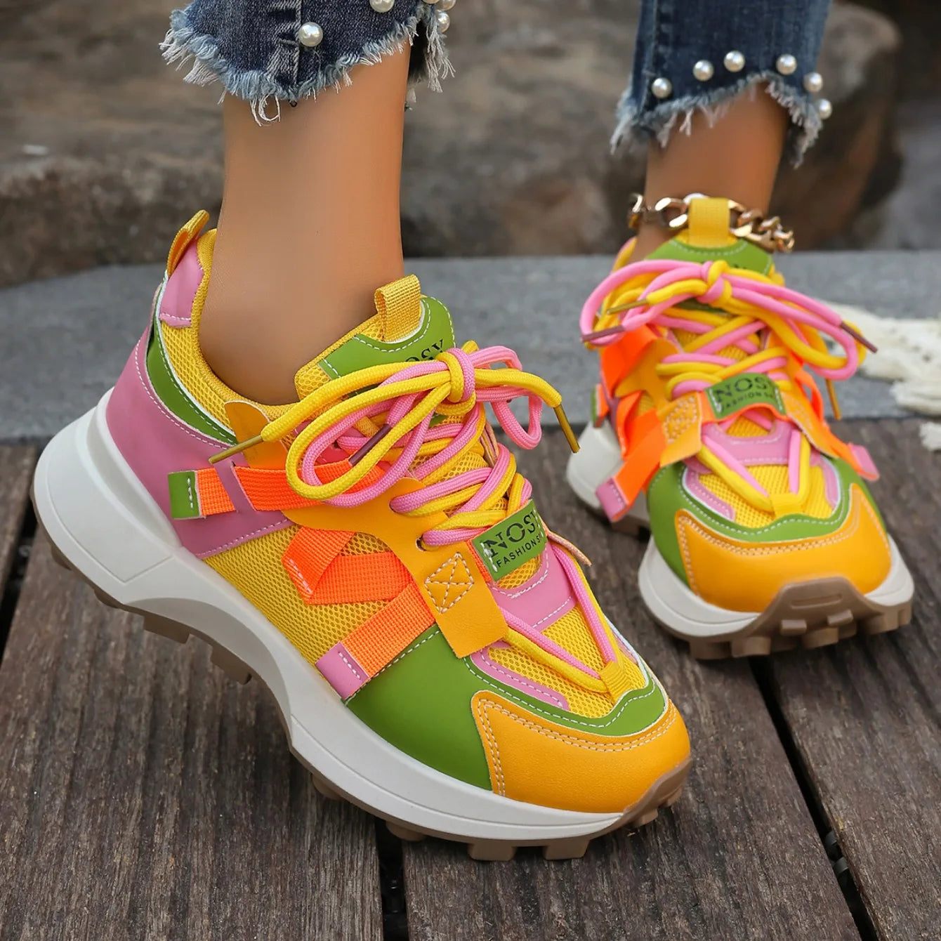 New Women Sneakers Mesh Breathable Platform Sneakers Women Casual Lace Up Outdoor Women Shoes Low Top Sneakers Zapatos De Mujer