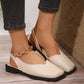 Leather Toe Cap Sandals for Women 2024 New Flat Bottomed Square Toe Single Shoes, Retro Exterior Wear, Anti Slip Beach Slippers