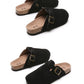2023 New Concise Retro Outside Flat with Women's Slippers Mules Modern Sandals Buckle Shoes Strap Autumn Winter