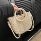 Handwoven Straw Rattan Half-Moon Beach Handbag Large Capacity Women Summer Hollow Out Crossbody Shoulder Bag